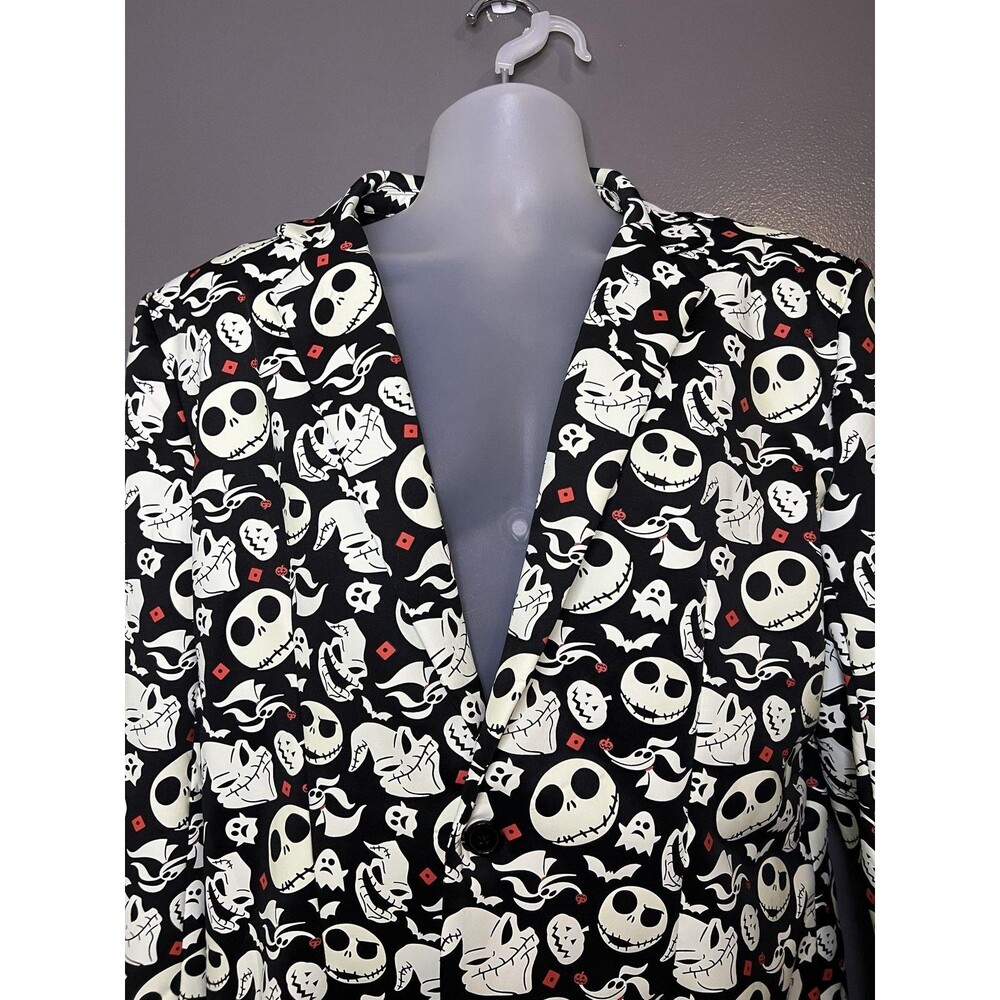 Disney Nightmare Before Christmas Blazer Mens Medium Black Skellington Halloween